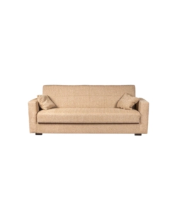 Divano letto "nora" 3 posti tessuto beige, 212x80x87 cm